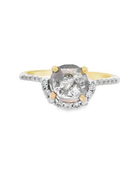 Half Halo S+P Diamond Ring Yellow #2