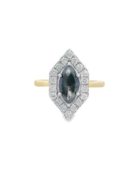 Long Hex Marquise S+P Ring Yellow