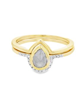 Half Halo Pear S+P Set Yellow