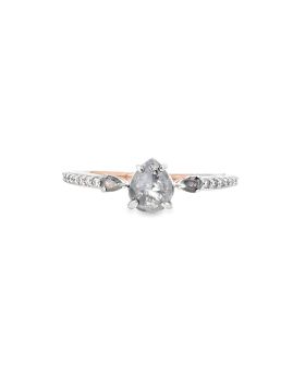 Pear Three Stone S+P Ring Rose