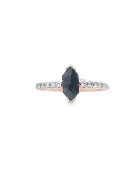 Petite Long Hex S+P Ring Rose