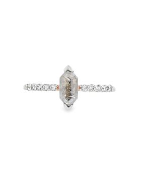 Petite Long Hex S+P Ring Rose