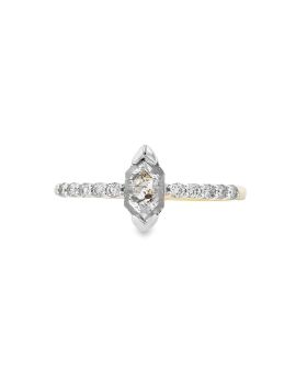 Petite Long Hex S+P Ring Yellow