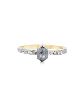 Petite Long Hex S+P Ring Yellow