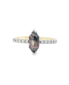 Petite Long Hex S+P Ring Yellow