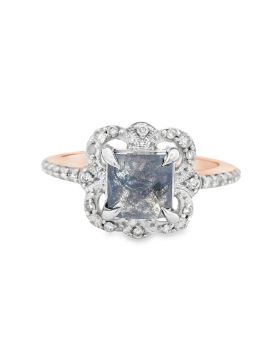 Ornate Cushion S+P Ring Rose