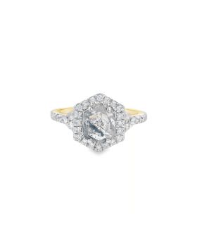 Long Hex Halo S+P Ring #2 Yellow