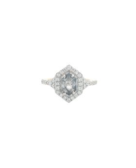Long Hex Halo S+P Ring #2 Yellow