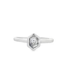 Bezel Long Hex S+P Ring