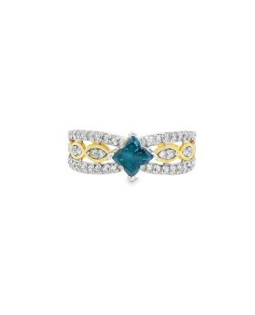 Script Blue S+P Ring Yellow