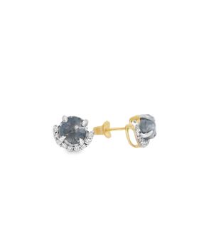 Half Halo S+P Round Earring Yellow