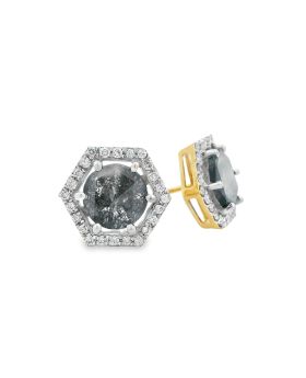 Round Hex S+P Earrings Yellow