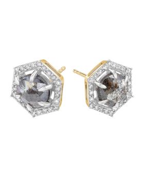 Round Hex S+P Earrings Yellow