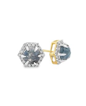 Round Hex S+P Earrings #2 Yellow